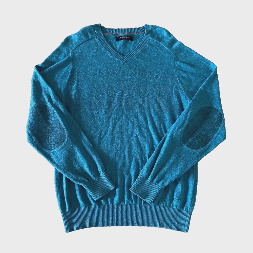 McGregor Sweater S Wool Blend Pullover Men’s Crewneck ‎ Blue Patch